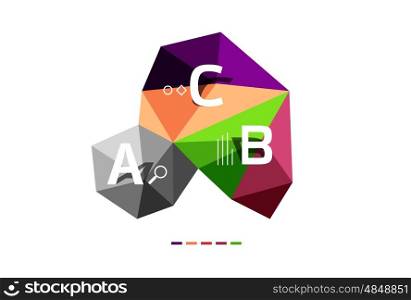Moden low poly infographics template. Moden low poly infographics template with A B C letters