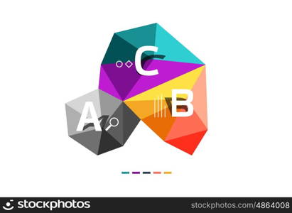 Moden low poly infographics template. Moden low poly infographics template with A B C letters