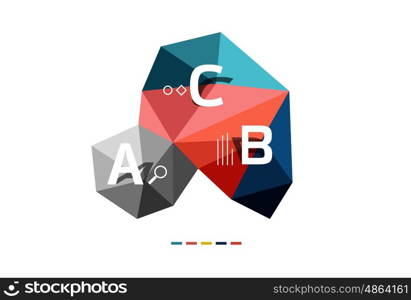 Moden low poly infographics template. Moden low poly infographics template with A B C letters