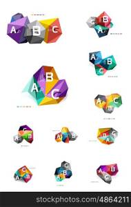 Moden low poly infographics template. Moden low poly infographics template with A B C letters