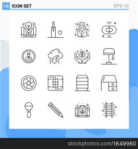 Modern 16 Line style icons. Outline Symbols for general use. Creative Line Icon Sign Isolated on White Background. 16 Icons Pack.. Creative Black Icon vector background