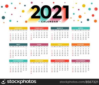 modern 2021 new year calendar design template