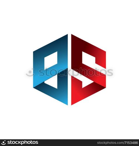 Modern 3D BS Or SB Letter logo design template.