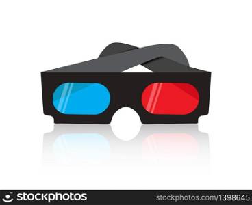 Modern 3D cinema glasses, flat design. Vector illustration isolated on white background. Modern 3D cinema glasses, flat design