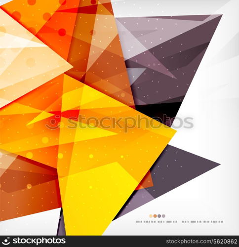 Modern 3d glossy overlapping triangles in different colors with texture and light effects. Business brochure background design with copyspace