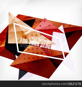 Modern 3d glossy overlapping triangles in different colors with texture and light effects. Business brochure background design with copyspace