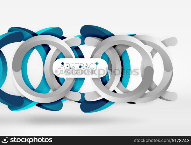 Modern 3d ring vector abstract background. Modern 3d ring composition in grey and white space, vector abstract background