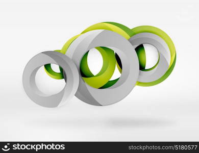 Modern 3d ring vector abstract background. Modern 3d ring composition in grey and white space, vector abstract background