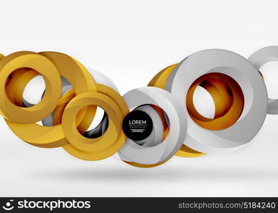 Modern 3d ring vector abstract background. Modern 3d ring composition in grey and white space, vector abstract background