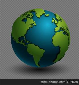 Modern 3d world map concept isolated on transparent background. World planet, vector earth sphere illustration. Modern 3d world map concept isolated on transparent background
