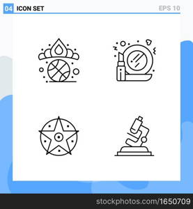 Modern 4 Line style icons. Outline Symbols for general use. Creative Line Icon Sign Isolated on White Background. 4 Icons Pack.. Creative Black Icon vector background