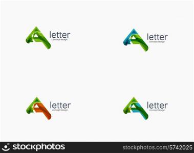 Modern A letter company logo, clean design. Abstract shape made of color overlapping wave pieces