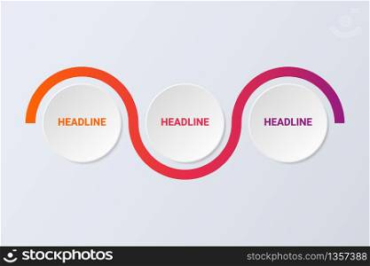 Modern abstract 3D infographic template with three steps for success. Business circle template.