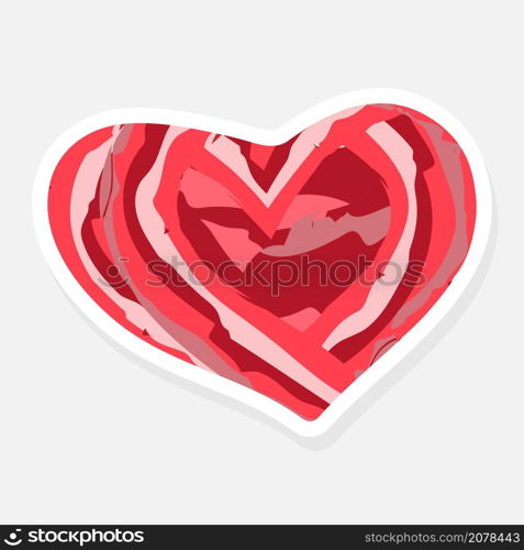 Modern abstract design template with red heart-shaped sticker. Abstract red heart in a flat style. Happy valentine day background. Wedding card decoration. Vector isolated illustration. . template with red heart-shaped sticker