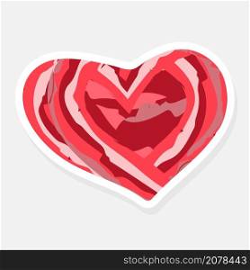 Modern abstract design template with red heart-shaped sticker. Abstract red heart in a flat style. Happy valentine day background. Wedding card decoration. Vector isolated illustration. . template with red heart-shaped sticker