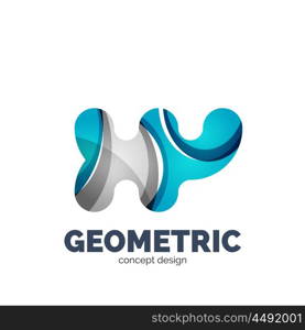 Modern abstract futuristic vector logo. Minimal clean geometric design, created with overlapping waves