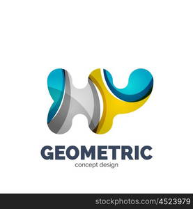 Modern abstract futuristic vector logo. Minimal clean geometric design, created with overlapping waves