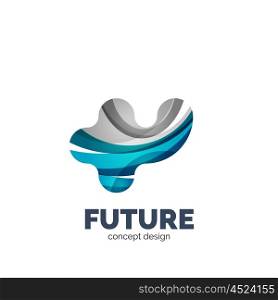 Modern abstract futuristic vector logo. Minimal clean geometric design, created with overlapping waves