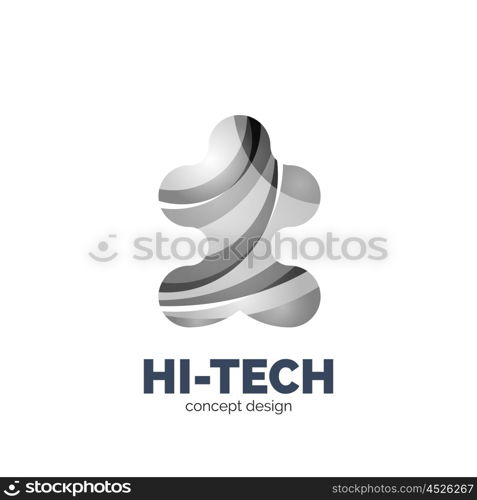 Modern abstract futuristic vector logo. Minimal clean geometric design, created with overlapping waves