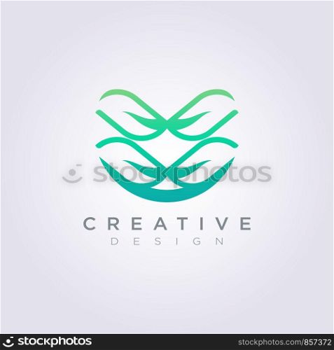 Modern Abstract Leaves Template Design Company Logo Vector Symbol Icon.
