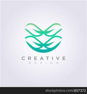 Modern Abstract Leaves Template Design Company Logo Vector Symbol Icon.