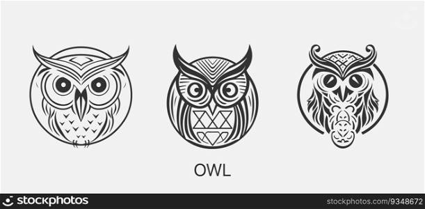 Modern abstract Owl logo template. Owl bird line art. Modern abstract Owl logo template. Owl bird line art.