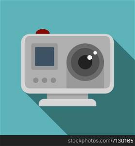 Modern action camera icon. Flat illustration of modern action camera vector icon for web design. Modern action camera icon, flat style