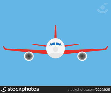 Modern Airplane. Passenger Aircraft. Front View