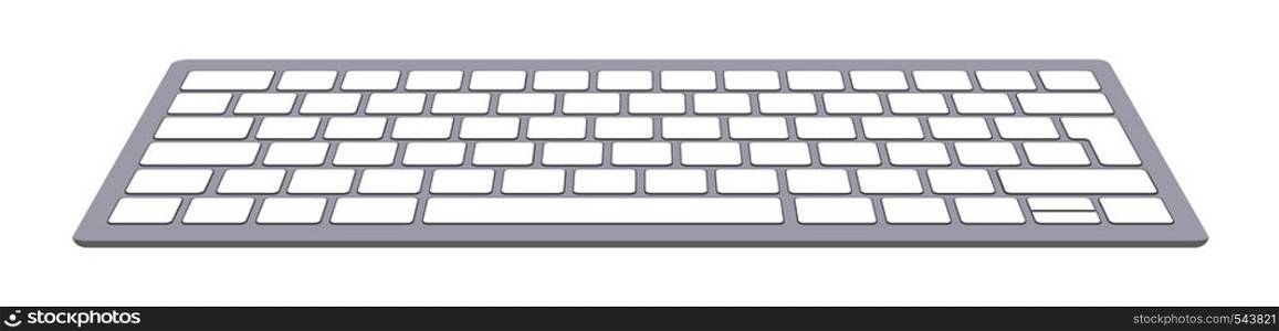 Modern aluminum computer keyboard isolated on white background. Vector illustration.