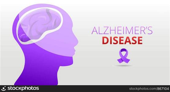 Modern alzheimer disease concept banner. Cartoon illustration of modern alzheimer disease vector concept banner for web design. Modern alzheimer disease concept banner, cartoon style
