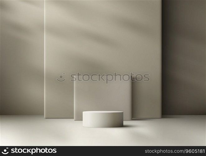 Modern and artistic interior concept with our product display mockup. Featuring a 3D realistic podium stand against a geometric squares backdrop. Vector illustration