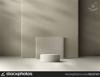 Modern and artistic interior concept with our product display mockup. Featuring a 3D realistic podium stand against a geometric squares backdrop. Vector illustration