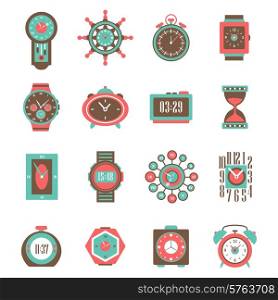 Modern and classic analog clock and watch icon set isolated vector illustration. Clock Icon Set