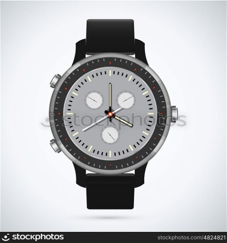 Modern and fashionable watch . The design of modern and fashionable watch with a black dial and arrows