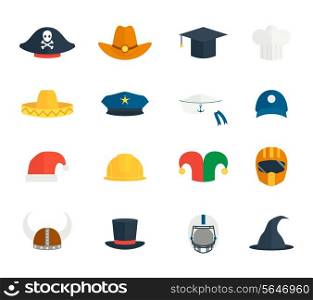 Modern and old hat and caps icons set isolated vector illustration