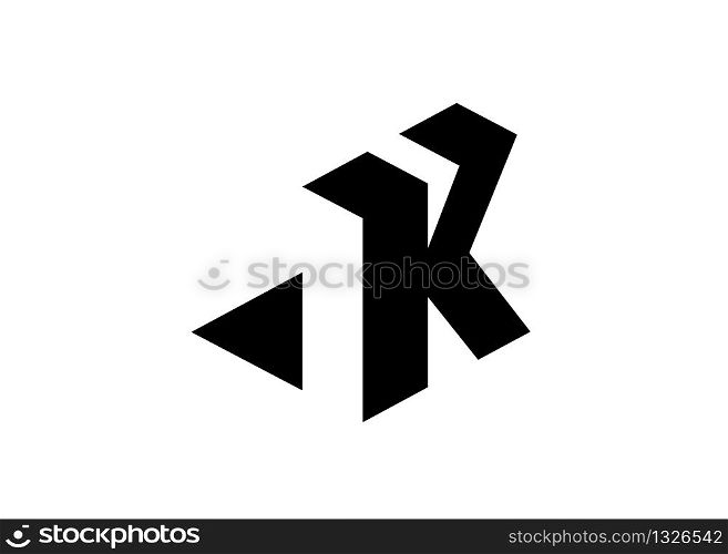 modern and simple initial letter K with negative space style vector illustration