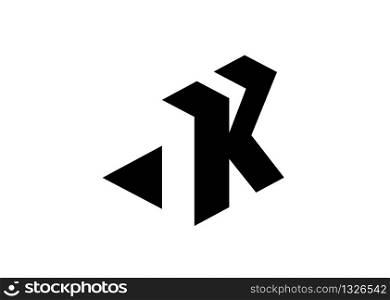 modern and simple initial letter K with negative space style vector illustration