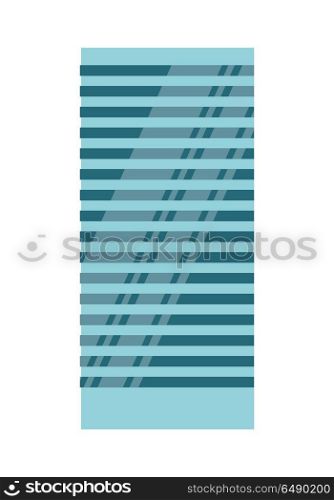 Modern Apartment Building. Blue modern apartment building. Architecture apartment icon, building residential, business multistory building, office building. Isolated object on white background. Vector illustration.