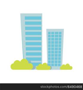 Modern Apartment Building. Modern apartment building. Architecture apartment icons, building residential, business multistory building, office building. Isolated object on white background. Vector illustration.