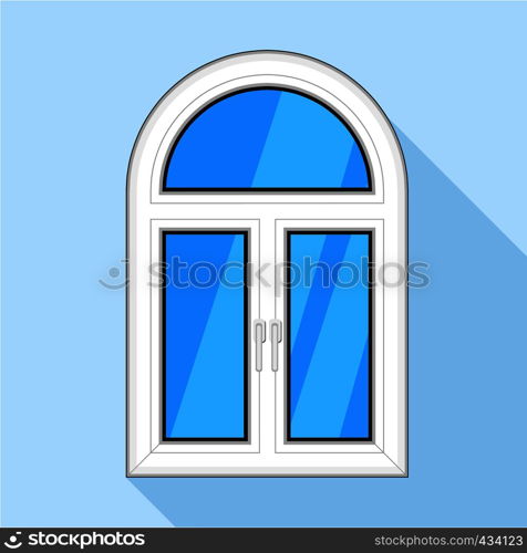 Modern arched plastic window icon. Flat illustration of modern arched plastic window vector icon for web on light blue background. Modern arched plastic window icon, flat style
