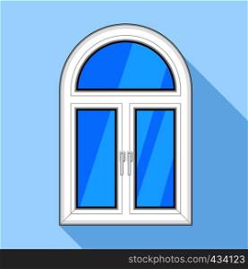 Modern arched plastic window icon. Flat illustration of modern arched plastic window vector icon for web on light blue background. Modern arched plastic window icon, flat style