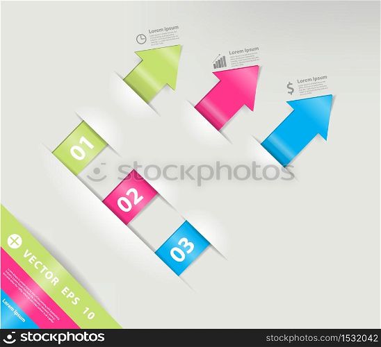 Modern arrow origami style number options banner, Vector illustration