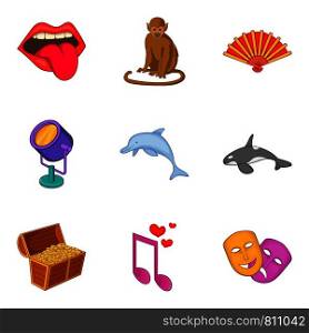 Modern art icons set. Cartoon set of 9 modern art vector icons for web isolated on white background. Modern art icons set, cartoon style