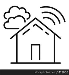 Modern autonomous house icon. Outline modern autonomous house vector icon for web design isolated on white background. Modern autonomous house icon, outline style