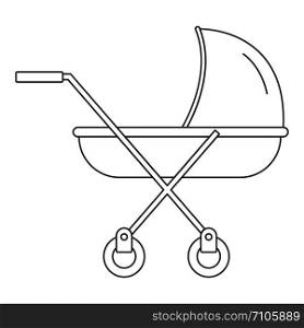 Modern baby carriage icon. Outline modern baby carriage vector icon for web design isolated on white background. Modern baby carriage icon, outline style