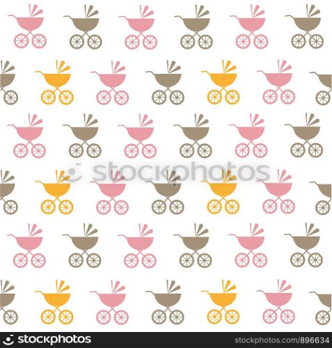 Modern baby girl carriage pattern seamless vector repeat for any web design
