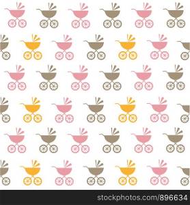 Modern baby girl carriage pattern seamless vector repeat for any web design
