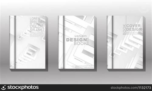 Modern background design. Vector collection of book covers with square shape patterns stacked in perspective