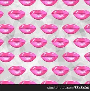 modern background with beautiful pink lips can be used for invitation, congratulation or website layout vector
