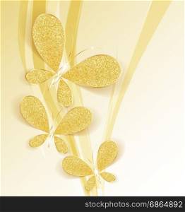 Modern background with gold butterflies as a jewel
